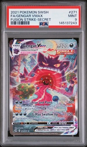 2021 POKEMON SWORD & SHIELD FUSION STRIKE SECRET #271 FULL ART/GENGAR VMAX PSA 9