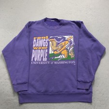 VINTAGE Washington Huskies Sweatshirt Adult Medium Purple Crewneck NCAA 90s