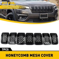 For Jeep Cherokee Inserts Grill Honeycomb 2019-2021 Front Mesh Cover Gloss Black