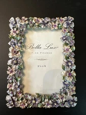 Bella Lux Frame Jewel And FloralDesign For 3.5” X 5" Picture Pink Purple Green
