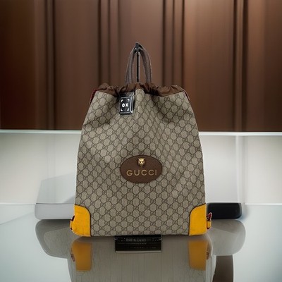 Authentic Gucci Neo Vintage GG Supreme Drawstring Backpack 14