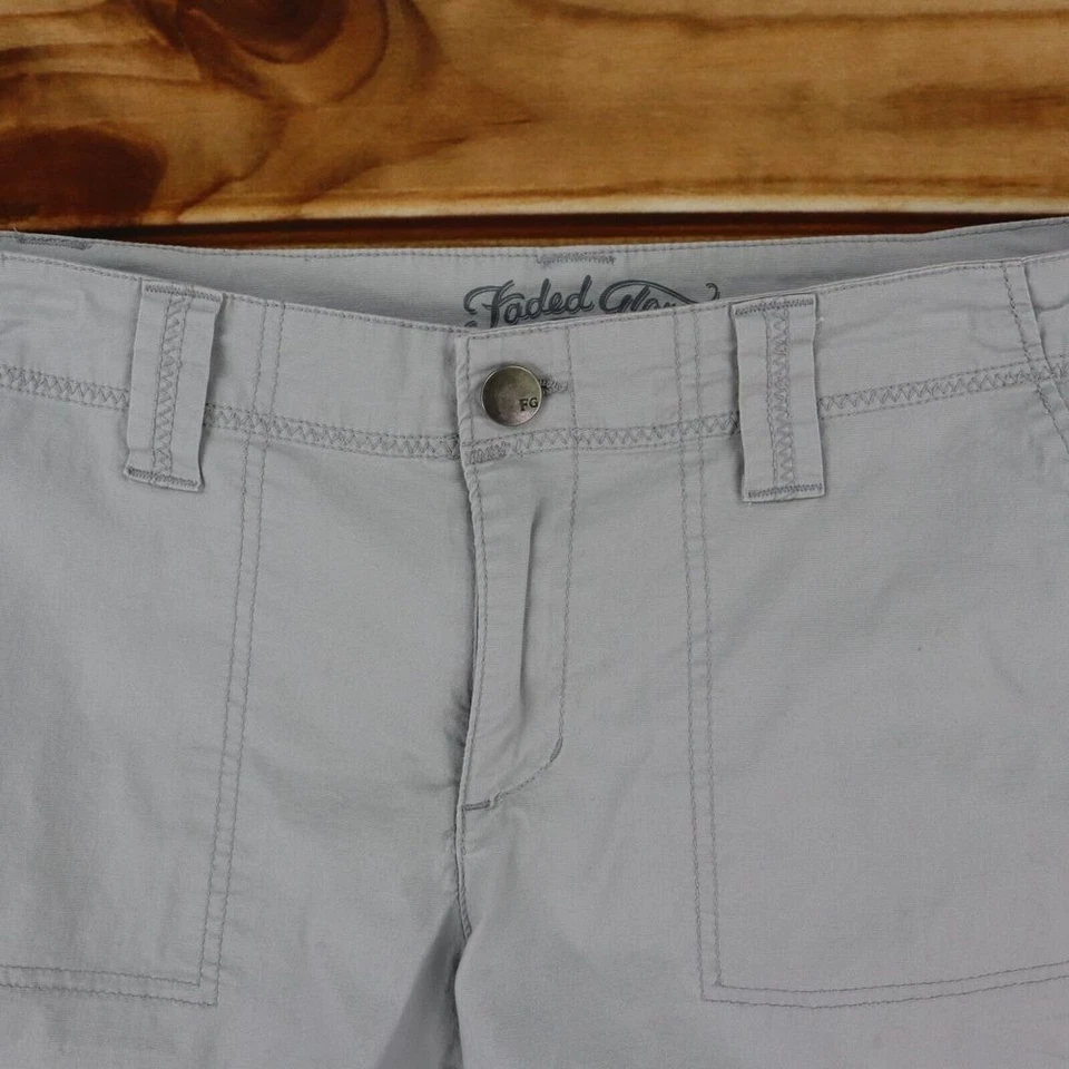 Pantalones Cortos Glory Desteñidos Puños Frente Plano Mujer Talla 12 Gris Mezcla Algodón Bolsillos Foto 4 de 4