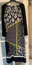 M&S DRESS SIZE 20 A-LINE 3/4 SLEEVE BLACK MIX MACHINE WASH