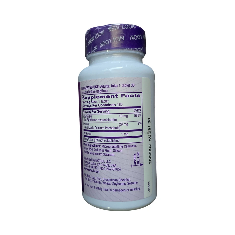 Natrol Sleep 1 мг таблетки мелатонина - 180 таблеток срок годности 08/26 - Изображение 2 из 2