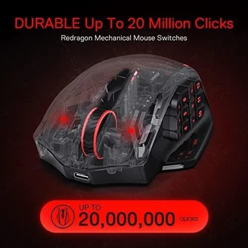 Redragon M913 Impact Elite Wireless Gaming Mouse, 16000 DPI Wired/Wireless RGB  - Image 2 of 4