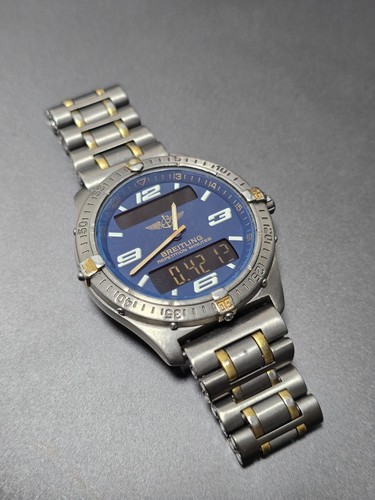 Breitling Aerospace F65362 Blue Dial,  Titanium & Gold Mens Wa...