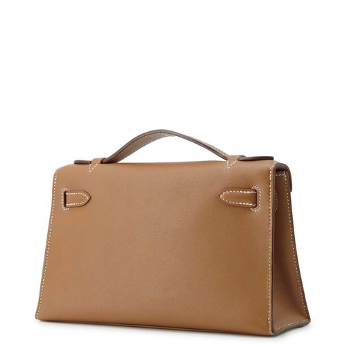 Hermes Kelly Pochette Handbag Gold/Silver Hardware Swift K Stamp HERMES - Picture 2 of 12