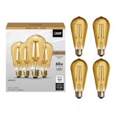 60-Watt Equivalent ST19 Dimmable Straight Filament Amber Glass Vintage Edison E2