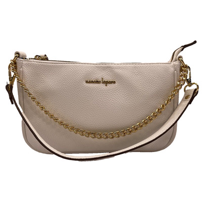 Classic Nanette Lepore White Shoulder Bag, Gold Accents-