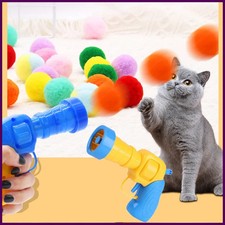 10-100pcs Cat Plush Ball Shooting Gun Funny Cat Toys Interactive Launch Training
