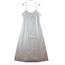 Francesca’s Midi Babydoll Dress Womens Large Smocked White Jacquard Feminine NWT