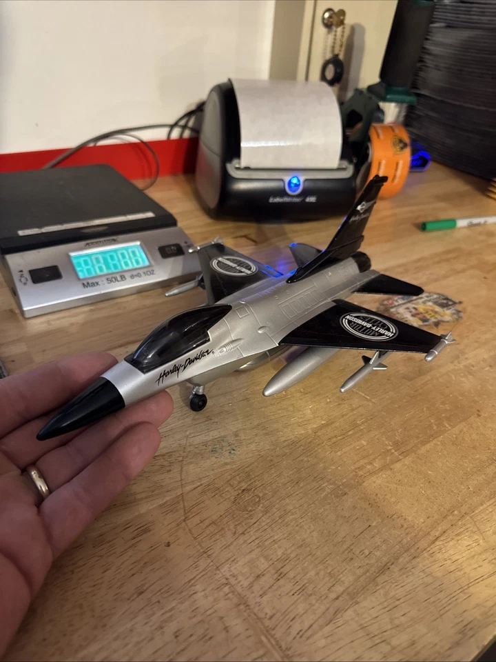 Harley Davidson F-16 Falcon Fighter Jet Motorcycle Collector Spec Cast Bank GIFT - Image 2 of 4