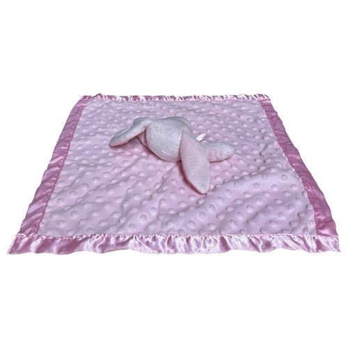 Blankets Beyond Bunny Lovey Pink Minky Dot Satin Security Blanket 16 inch Toy - Picture 9 of 13