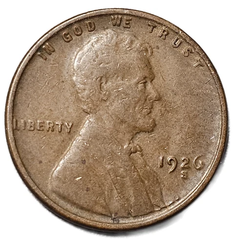 1926-S LINCOLN CENT FINE, BROWN FREE USA SHIPPING