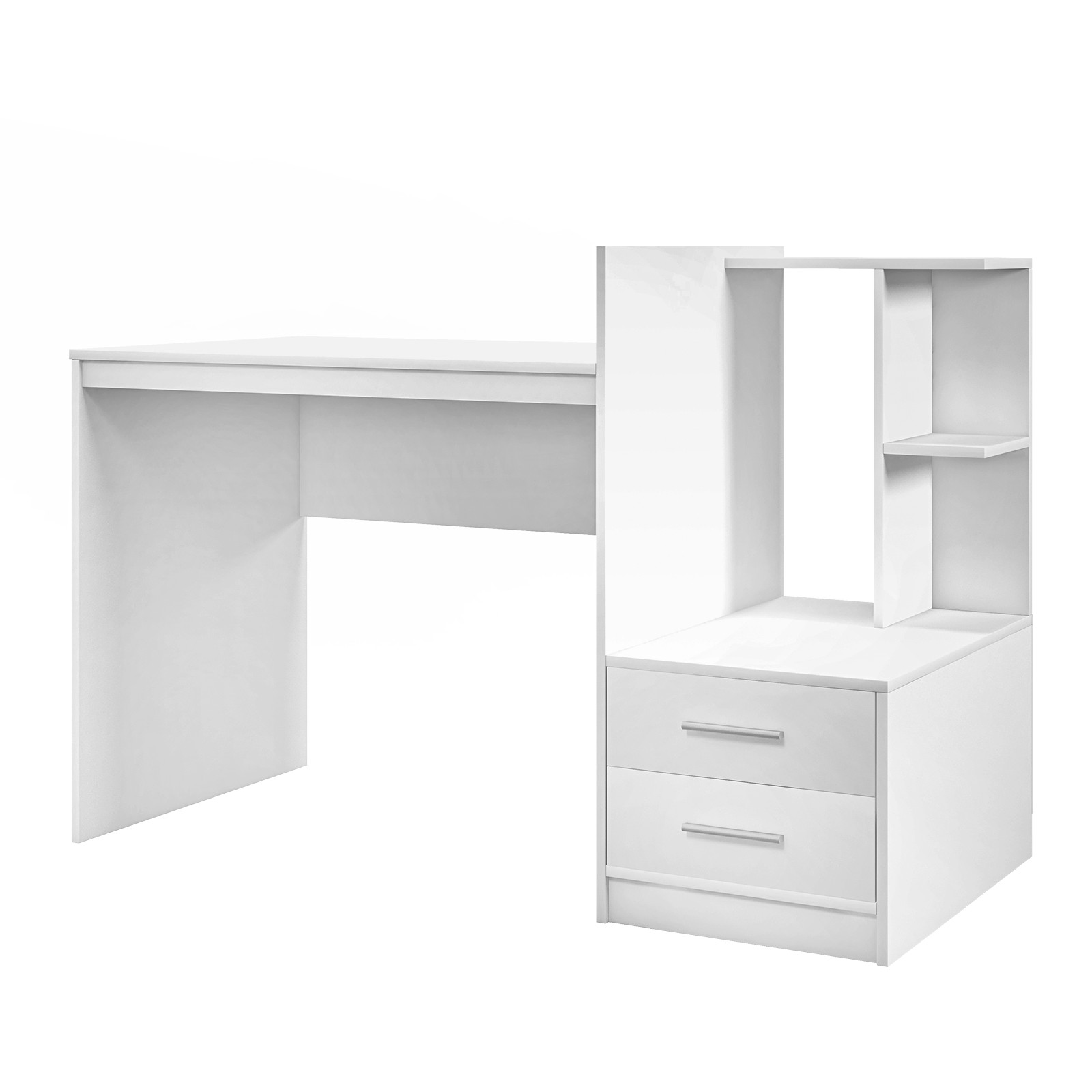 Computer Desk Laptop Table Writing Study Desk Home Office w/Drawers & Bookshelf-image