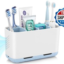 Boperzi Electric Toothbrush Holder Blue 6 Slots Bathroom Countertop Organizer