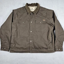 Woolrich Barn Jacket Mens XXL Sherpa Lined Canvas Corduroy Collar Brown Workwear