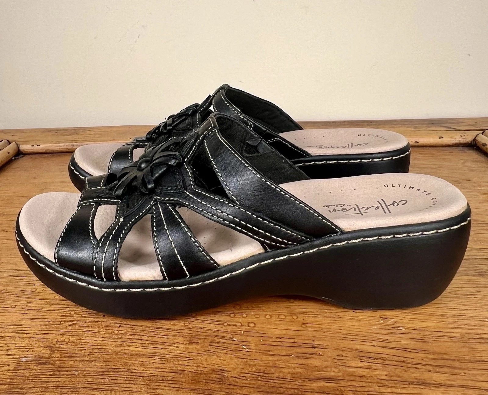 Scarpe sandali Clarks Delana Venna 26133027 donna neri in pelle slide NUOVI