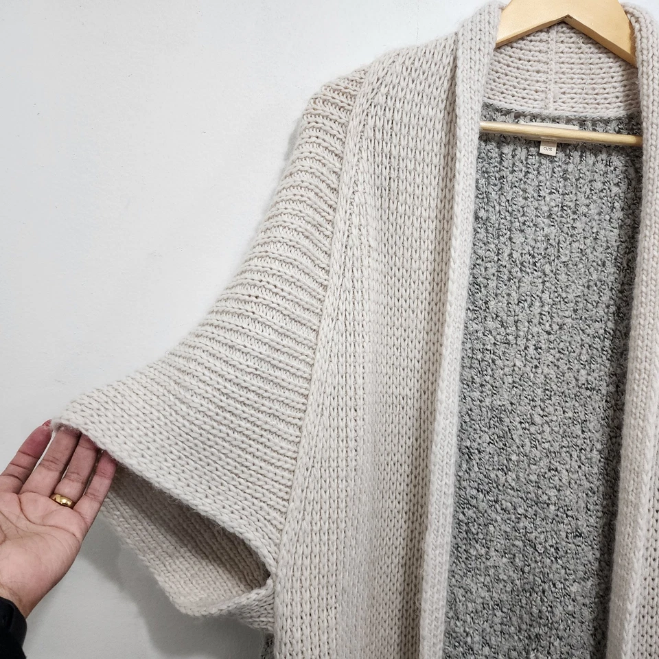 Cárdigan de mujer Elan Cliff de gran tamaño tejido boucle abierto largo midi elástico O/S Foto 2 de 4