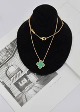 Van Cleef Arpels Vintage Alhambra Malachite 18k Yellow Gold Necklace
