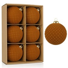 Velvet Christmas Ball Ornaments Set - 6 Pcs 4" Large Hanging Ball Christmas T...