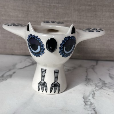 Hannah Turner Bird Owl Egg Cup Ceramic Holder Retro MCM Kitchen Decor