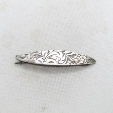 Vintage Sterling Silver 925 Filigree Oval Hair Clip Beret K7279