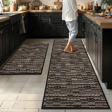 Kitchen Rugs Sets of 2-Non Slip Kitchen Mats for Floor-Thick Stain Resistant ...