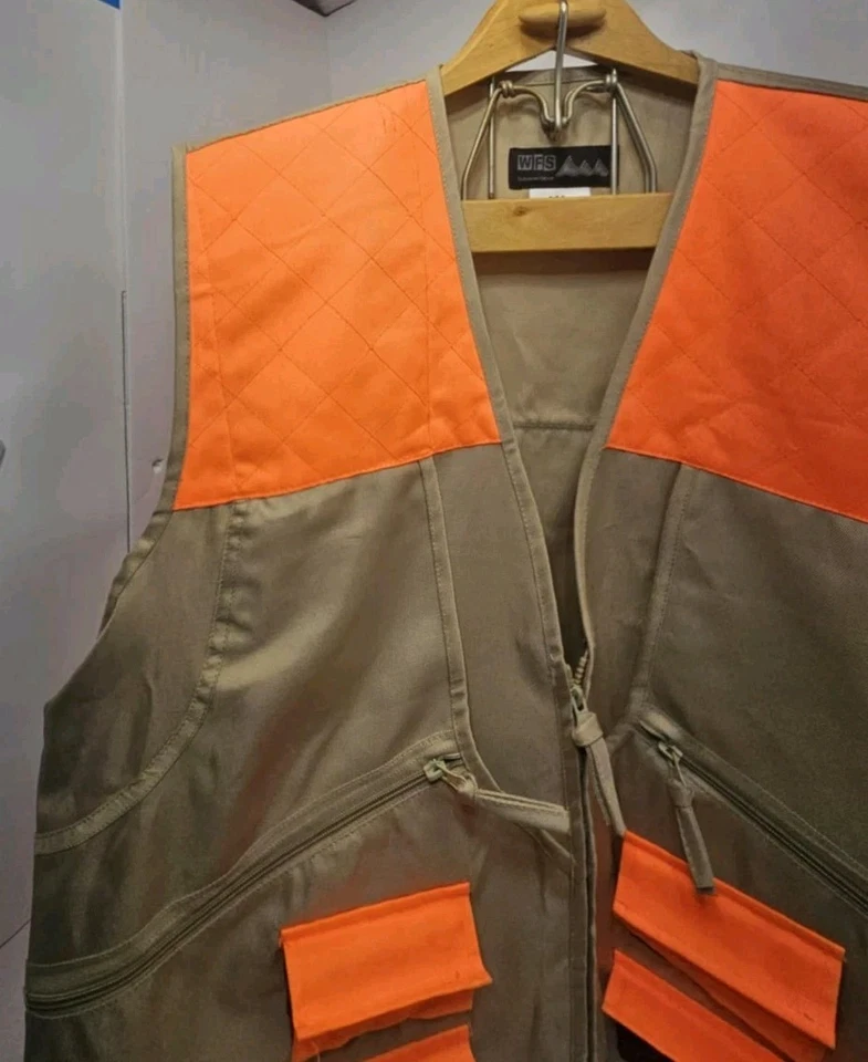 WFS Element Gear Hunting Vest Beige with Blaze Orange Accents - Size XL  EUC  - Image 2 of 4