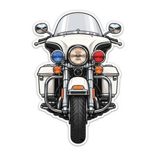 Classic White Police Style Motorcycle Sticker Car Bumper Vinyl Decal