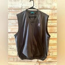 Tri-Mountain Wind Vest Mens Medium Black Excellent V-Neck Polyester Shell 15304