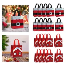 10 Pieces Christmas Gift Bags Grocery Bags Creative Gift Wrapping Handbag Non