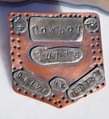 Cowboy Butts Drive Me Nuts Hat Pin Scarf Pin Purse Bling Jean Pocket Design