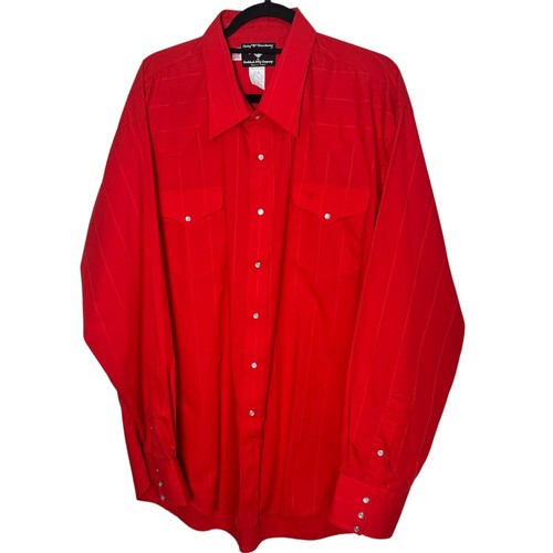 Flying R Ranchwear Big Man Classic Fit Western Snap Button Red 18-1/2x37 USA