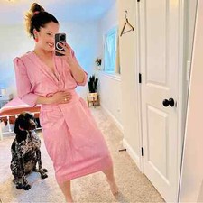 Vintage Jerell Pink Jacquard MIDI Dress XS