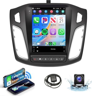 9.7'' Tesla Style Android13 Carplay Car Radio For Ford Focus 2012-2018 GPS Camera