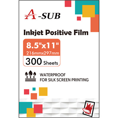 300 Ct A-SUB Waterproof Inkjet Film 8.5x11 for Screen Printing Silk Transparency
