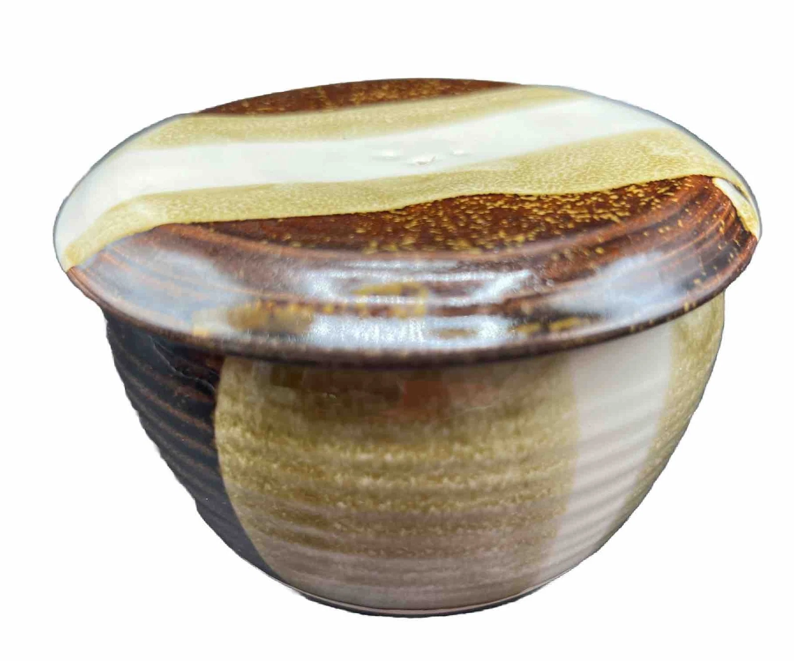 Art Pottery French Butter Bell Crock Dish Keeper Stoneware Artist Signed Rustic