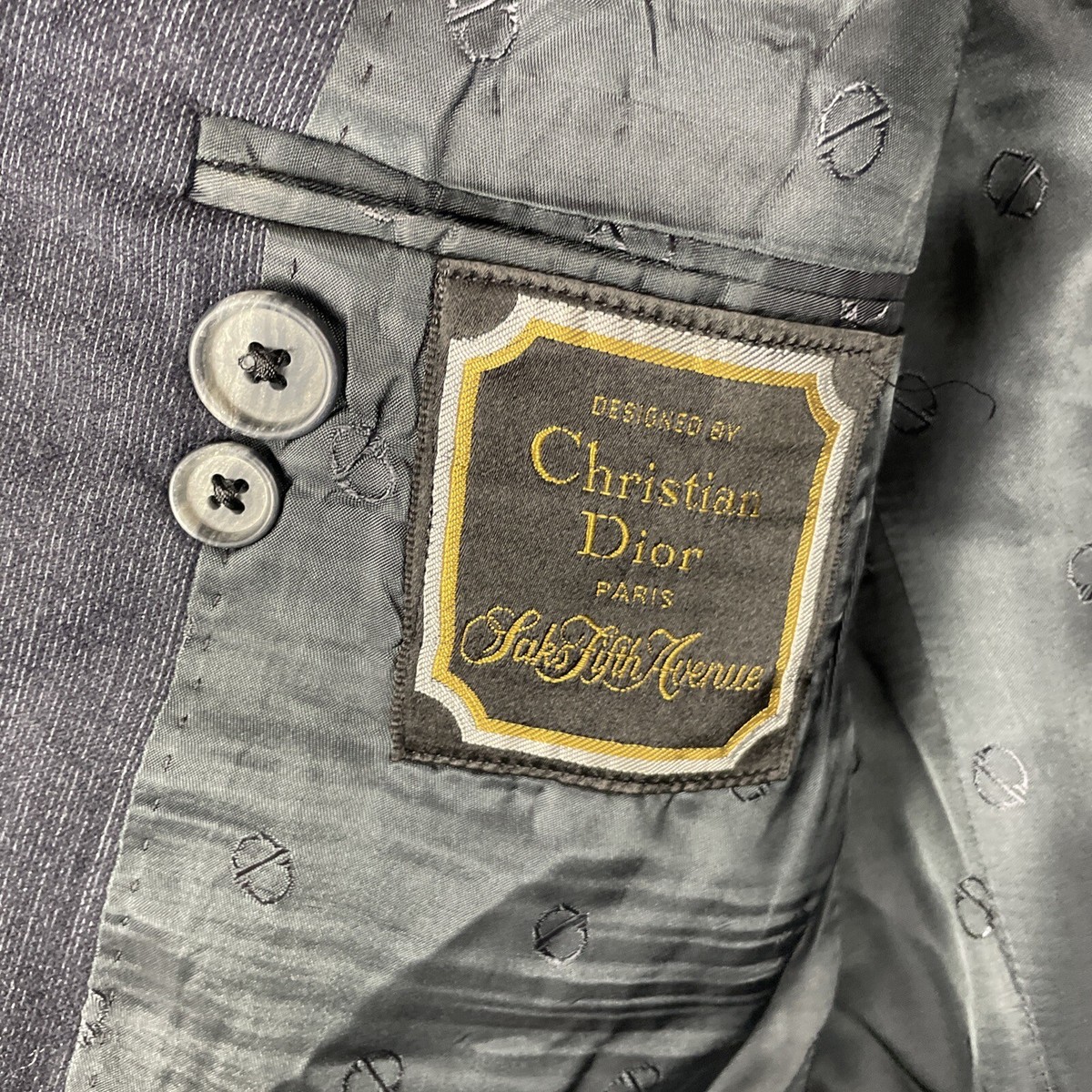 Vintage Christian Dior Navy Blue 100% Virgin Wool Jacket