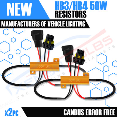 2Pcs HB4 9006 50W Resistors Error Free Canbus for LED DRL Fog Light Bulbs