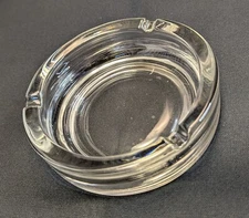 Ashtray - Clear, 5-3/4" Round, Glass Ashtry, No Markings, 3 Slots