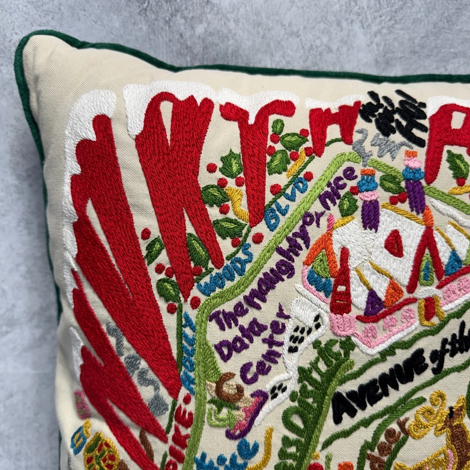 Catstudio North Pole Christmas Hand-Embroidered Decorative Pillow 2009 USA - Image 2 of 4