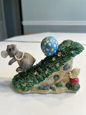 Charming Tails Easter Egg Rolling Mouse Figurine Look Out Below