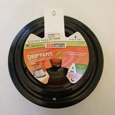 New NWT Range Kleen P10124XN 4 Pack Porcelain Drip Pans STYLE A Black