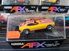 Aurora AFX PLYMOUTH CUDA FUNNY Orange Purple 2 Bars Slot Car 1758 Complete Case
