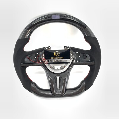 Real Carbon Fiber LED Steering Wheel for Nissan GTR GT-R R35 2017-2024 with Trim