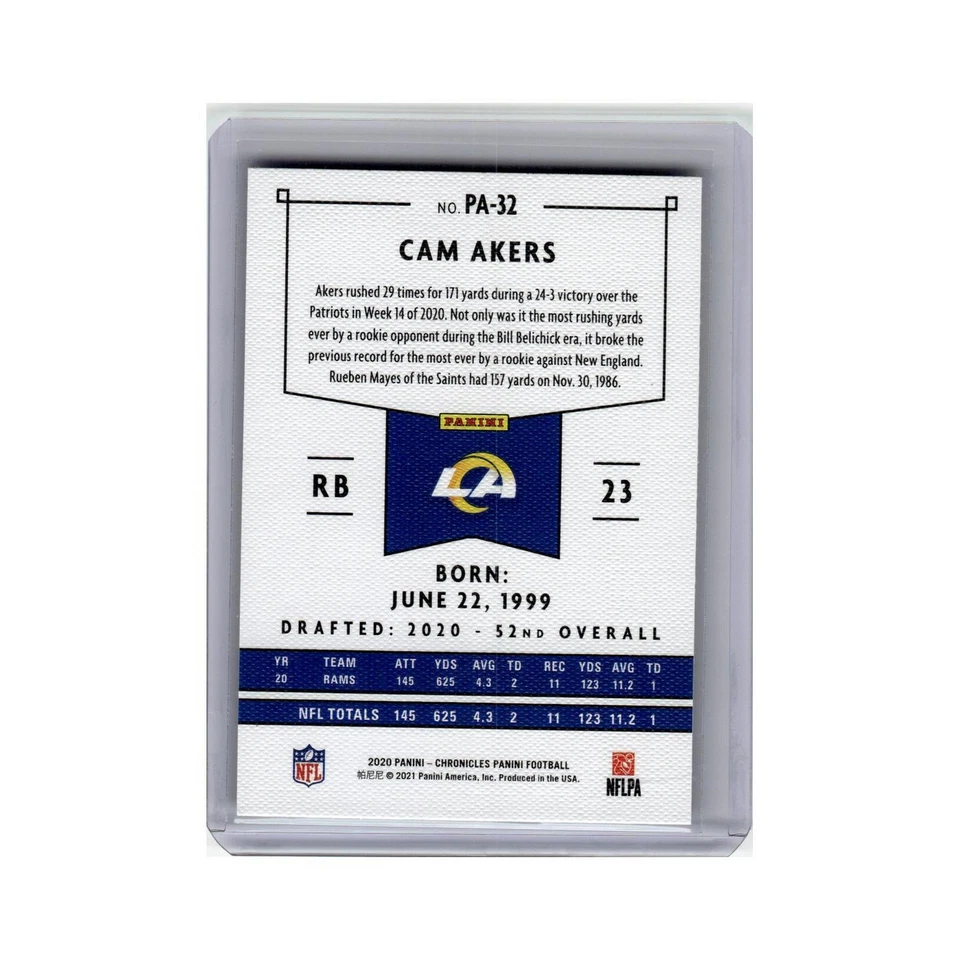 Cam Akers Rookie 2020 Panini Chronicles Pink #PA-32 Los Angeles Rams NM - Image 2 of 3