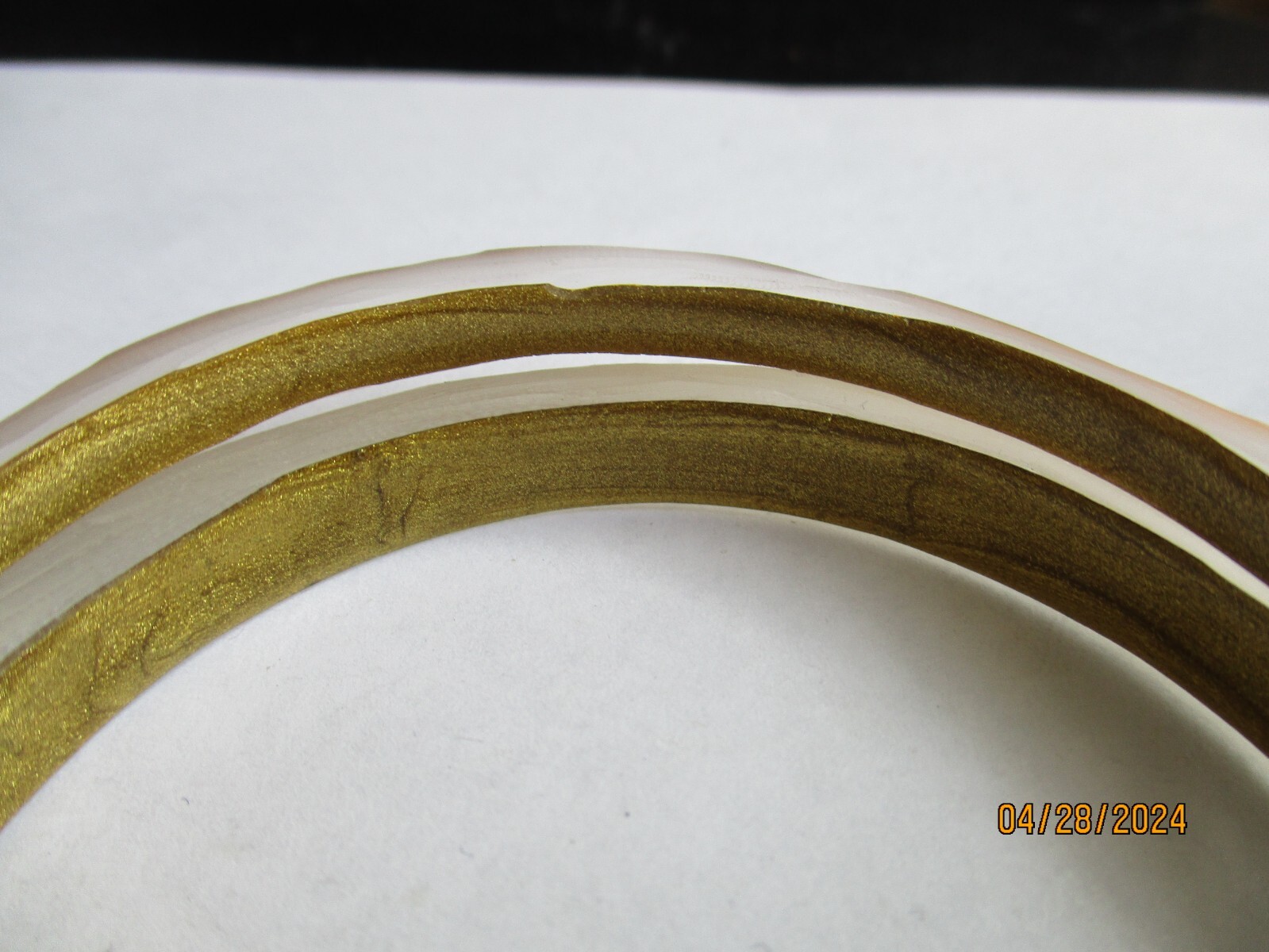 2 Stackable Carved Lucite Bangle Bracelets, 7.5 i… - image 4
