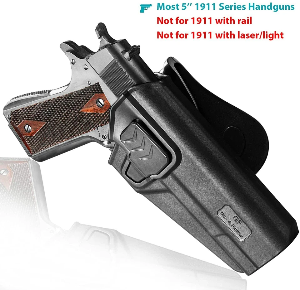 OWB Handgun Holster for Colt 1911 5'' Paddle, Belt, Molle Pistol Gun Waist - RH - Image 2 of 4