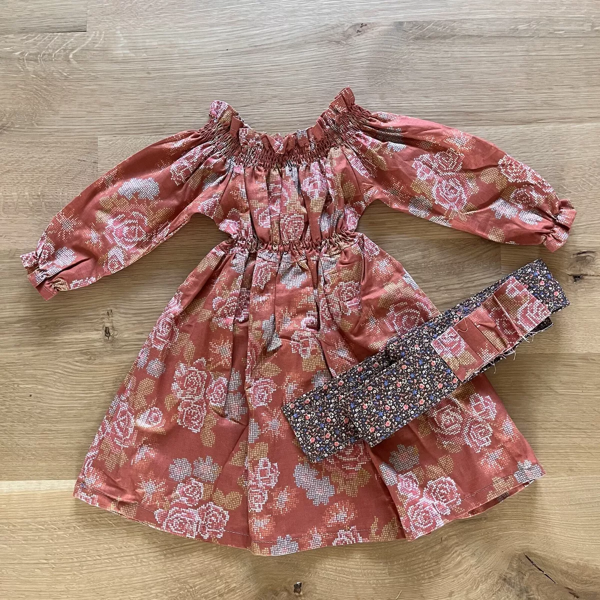 Girls Long Sleeve Ruffle Cotton Dress Sz 3T 4T Dusty Rose Pixel